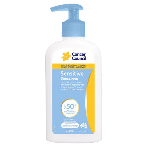 Cancer Council SPF50+ Sensitive Sunscreen Pump 200ml Pack of 24