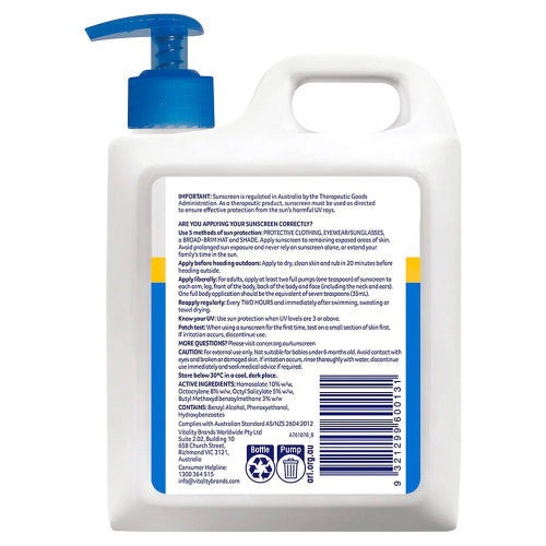 Cancer Council SPF50+ Ultra Sunscreen Pump 1L Pack of 6