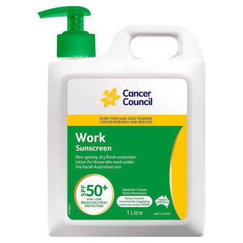Cancer Council SPF50+ Work Sunscreen Pump 1L Pack of 6