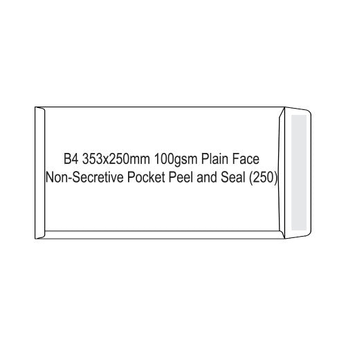 Candida B4 Envelopes 100gsm Plain Face Non-Secretive Pocket Peel and Seal 353 x 250mm Box of 250