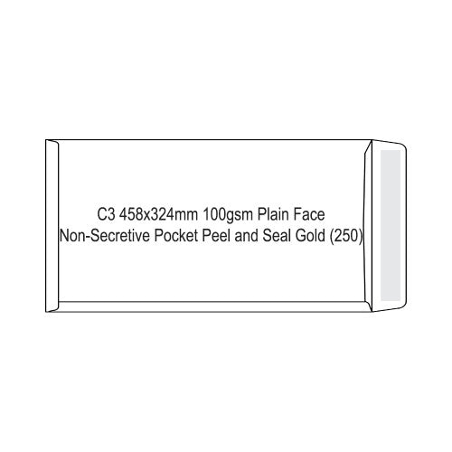 Candida C3 Envelopes 100gsm Plain Face Non-Secretive Pocket Peel and Seal Gold 458 x 324mm Box of 250