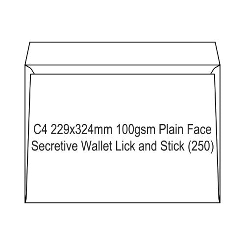 Candida C4 Envelopes 100gsm Plain Face Secretive Wallet Lick and Stick 229 x 324mm Box of 250