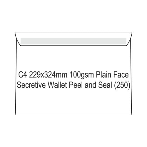 Candida C4 Envelopes 100gsm Plain Face Secretive Wallet Peel and Seal 229 x 324mm Box of 250