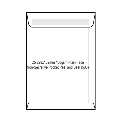 Candida C5 Envelopes 100gsm Plain Face Non-Secretive Pocket Peel and Seal 229 x 162mm Box of 500
