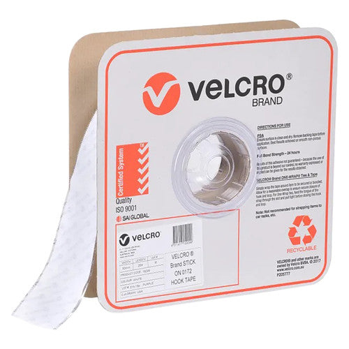 Osmer Velcro Brand Hook Only Strip 50mm x 25m White