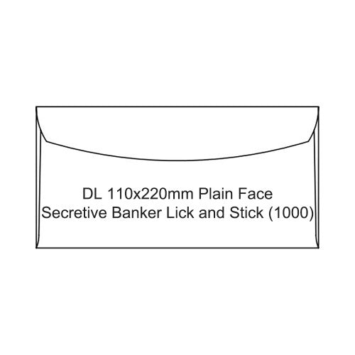 Candida DL Envelopes Plain Face Secretive Banker Lick and Stick 110 x 220mm Box of 1000