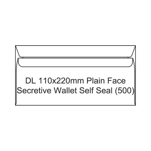 Candida DL Envelopes Plain Face Secretive Wallet Self Seal 110 x 220mm Box of 500