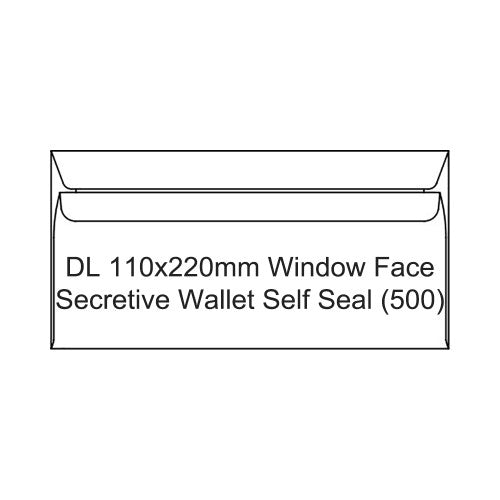 Candida DL Envelopes Window Face Secretive Wallet Self Seal 110 x 220mm Box of 500