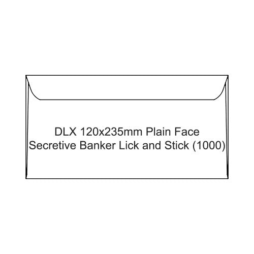 Candida DLX Envelopes Plain Face Secretive Banker Lick and Stick 120 x 235mm Box of 1000