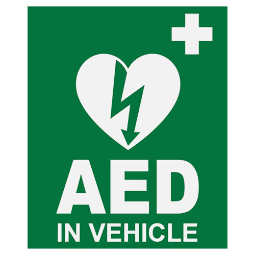 CARDIACT AED IN VEHICLE WINDOW STICKER 10 X 12CM