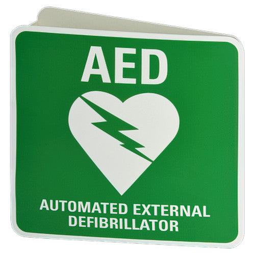 CARDIACT POLY AED ANGLE BRACKET SIGN 22.5 X 22.5CM