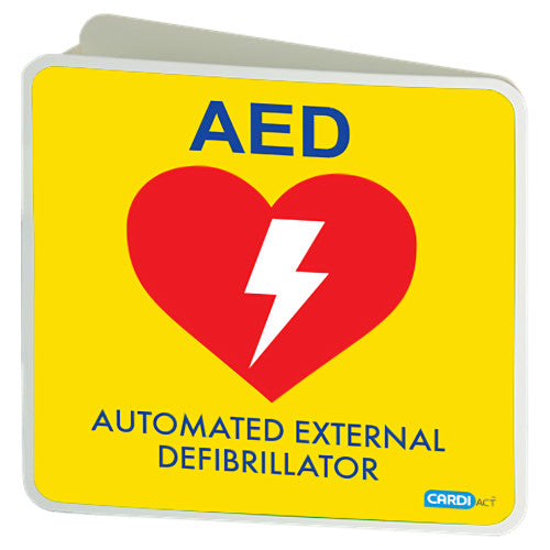 CARDIACT POLY AED ANGLE BRACKET SIGN 22.5 X 22.5CM (YELLOW)