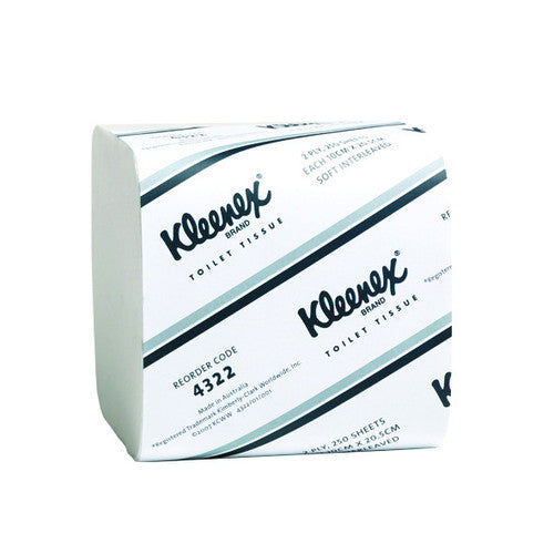 Kleenex Soft Interleaved Toilet Tissue White 2 Ply 250 Sheets Pack of 36