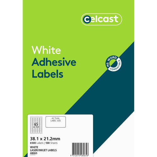 Celcast Labels 38.1 x 21.2mm 100 Pack 65UP