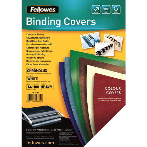 Fellowes Binding Covers Gloss A4 White