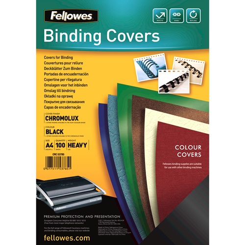 Fellowes Binding Covers Gloss A4 Black