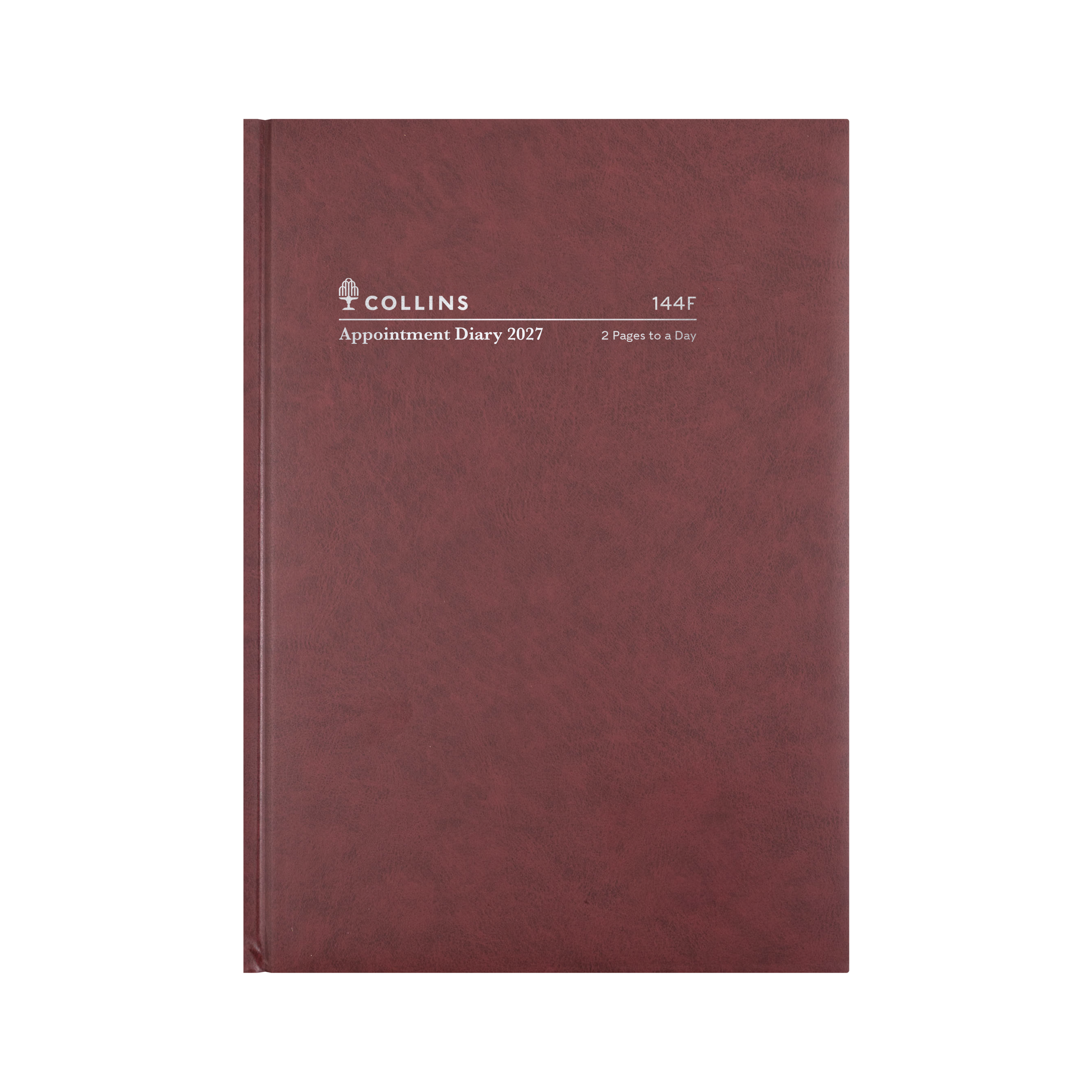 Collins Appointment 2027 A4 2 Pages to a Day Diary Burgundy angled view