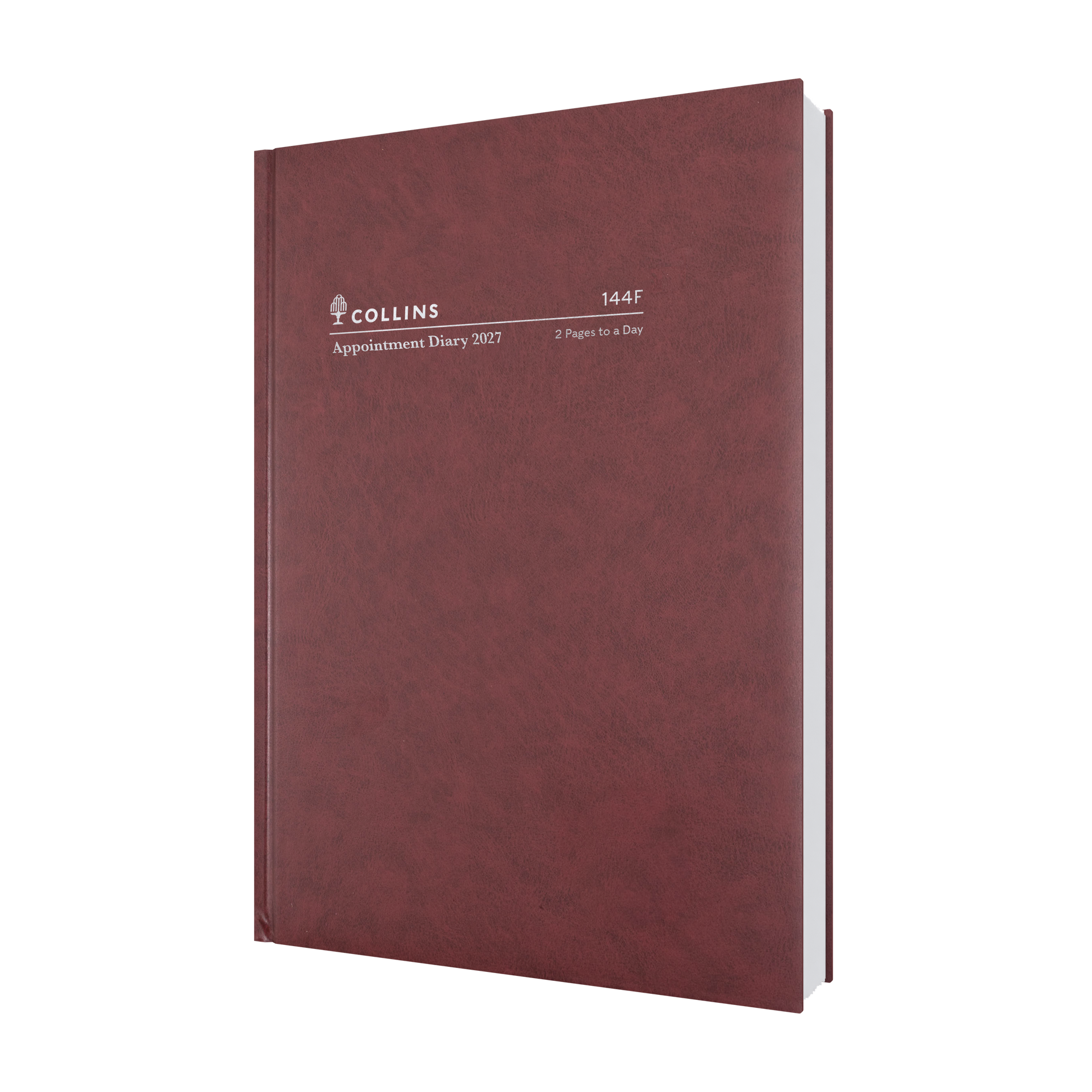 Collins Appointment 2027 A4 2 Pages to a Day Diary Burgundy front cover