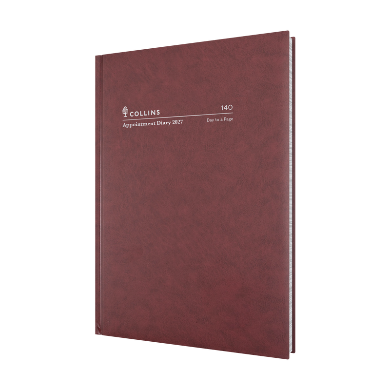 Collins Appointment 2027 A4 Day to Page Burgundy front cover