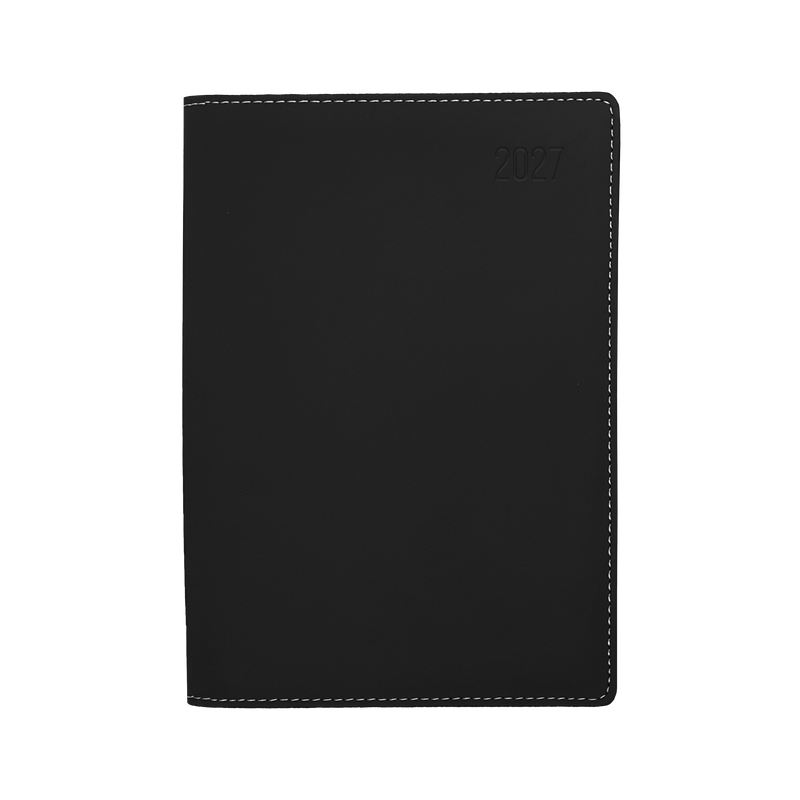 Debden Associate II 2027 A4 day to a page diary black cover angled view