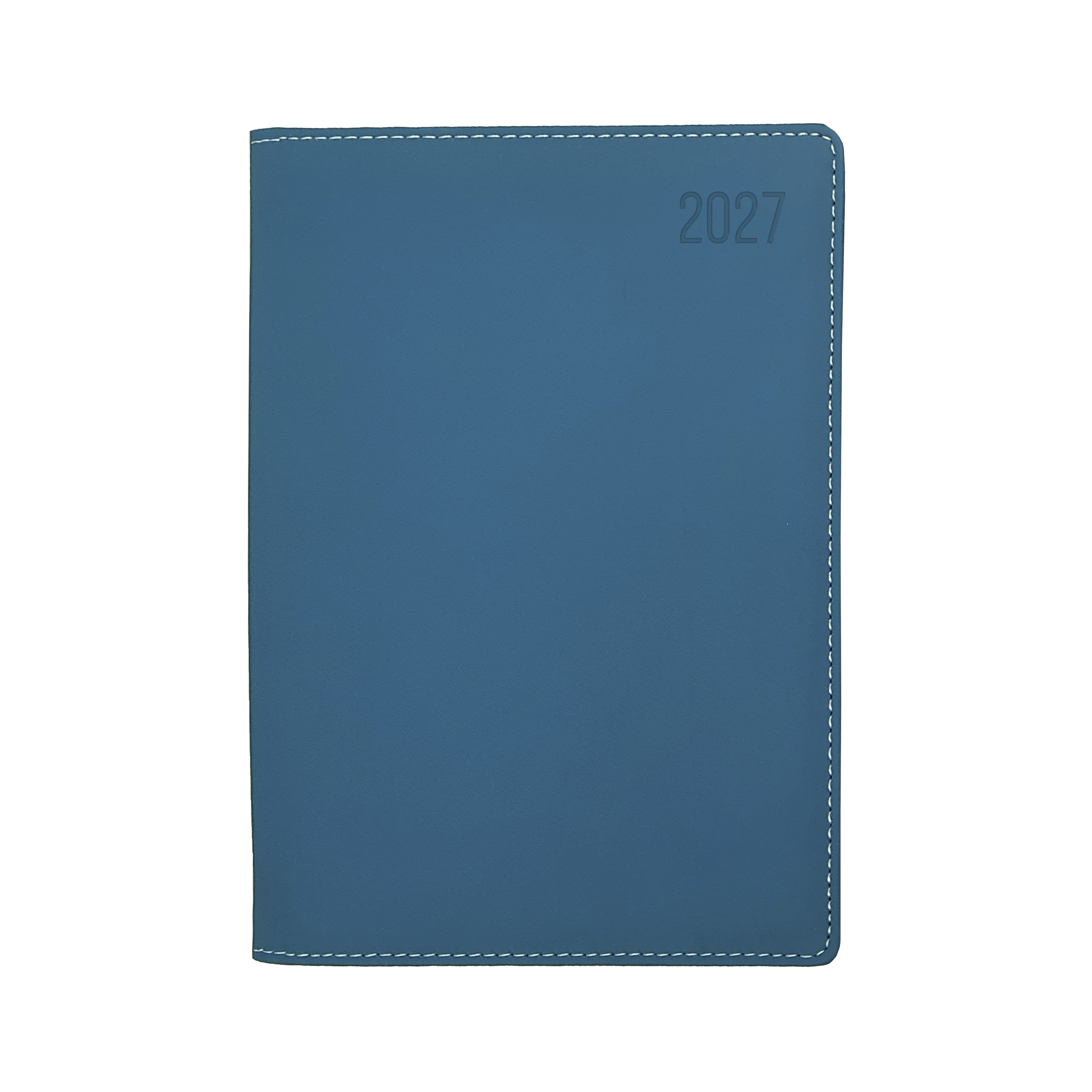 Debden Associate II 2027 A5 day to a page diary teal cover angled view