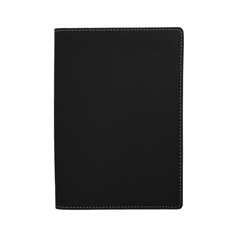 Debden Associate II 2027 A5 week to view diary black cover angled view