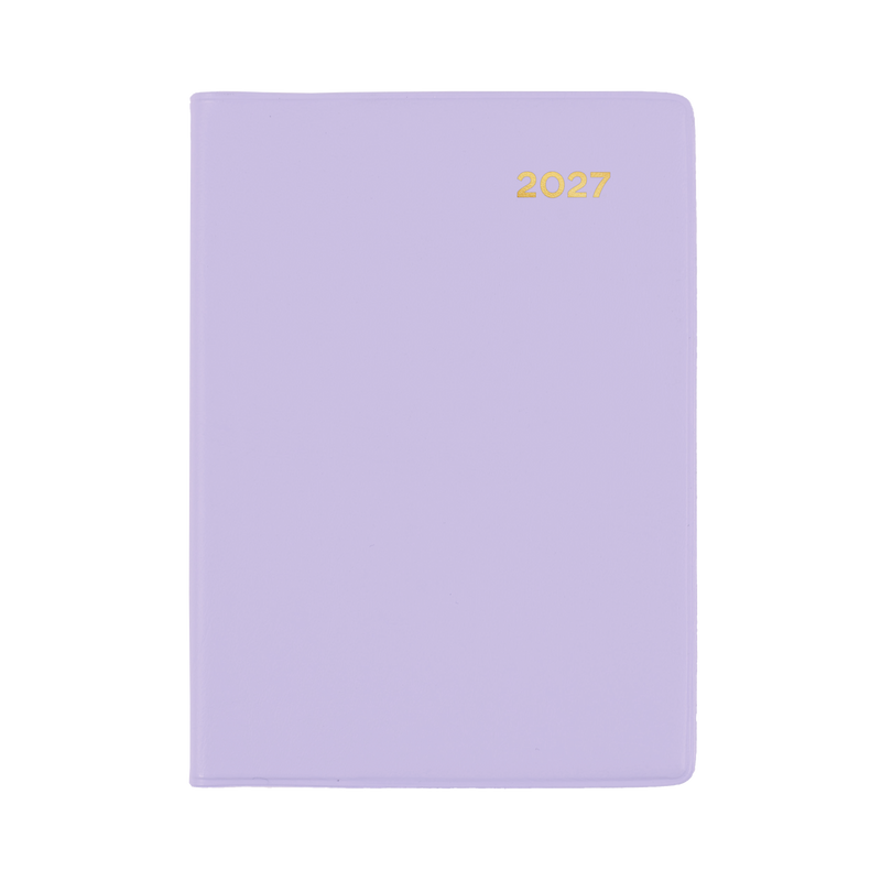 Collins Belmont 2027 A7 pocket week to view diary lilac cover angled view