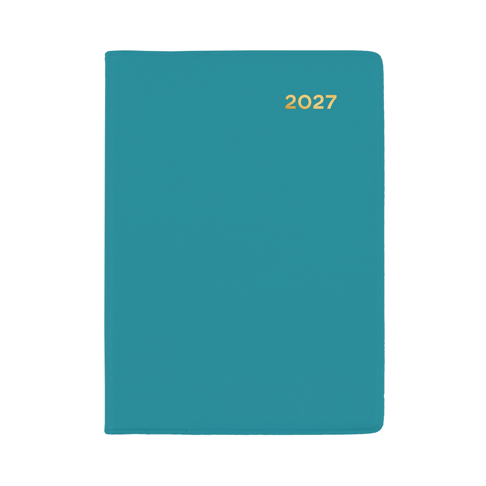 Collins Belmont 2027 A7 pocket week to view diary teal cover angled view