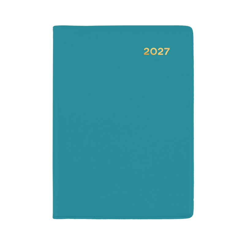 Collins Belmont 2027 A7 pocket week to view diary teal cover angled view