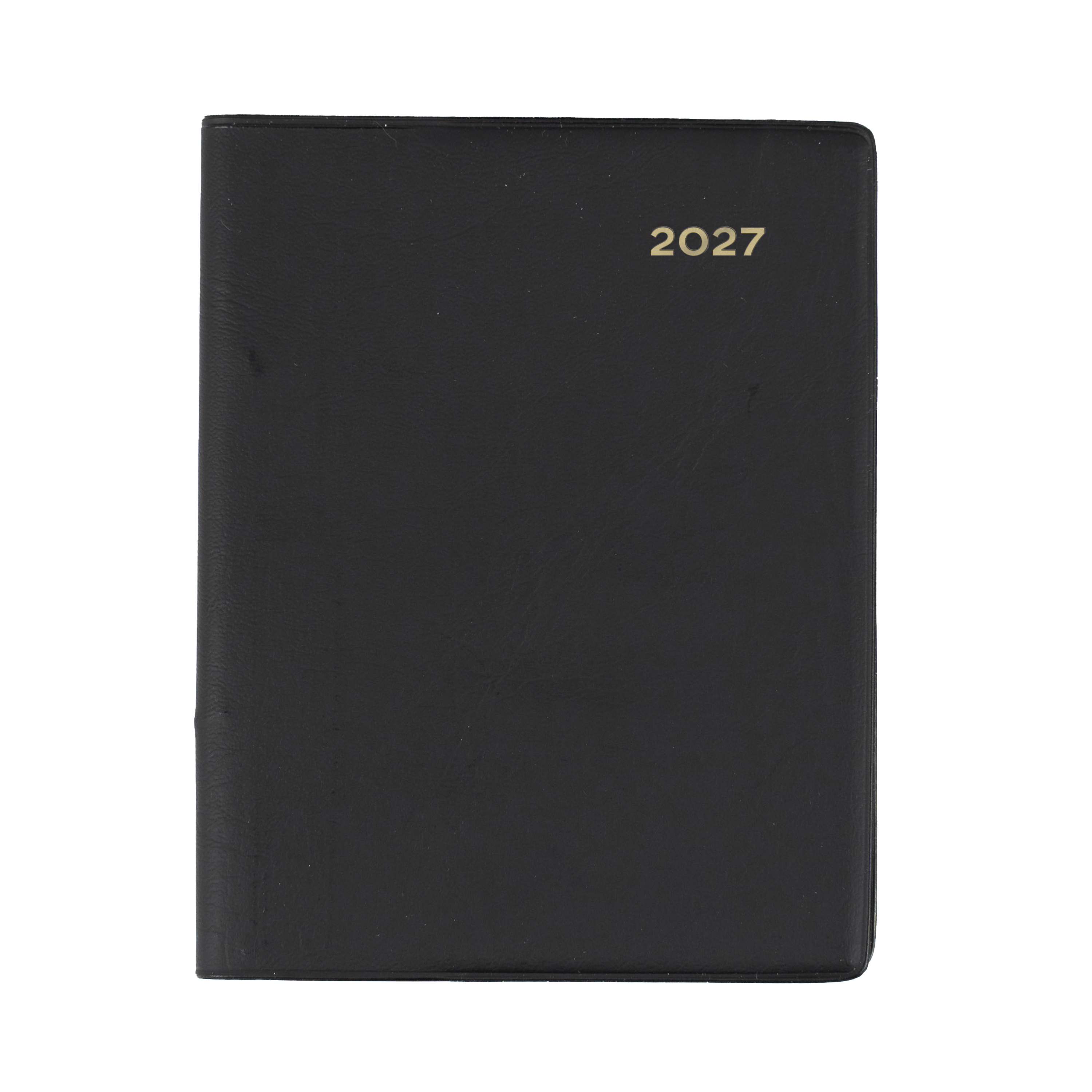 Collins Belmont 2027 A7 pocket week to view with pencil diary black cover angled view