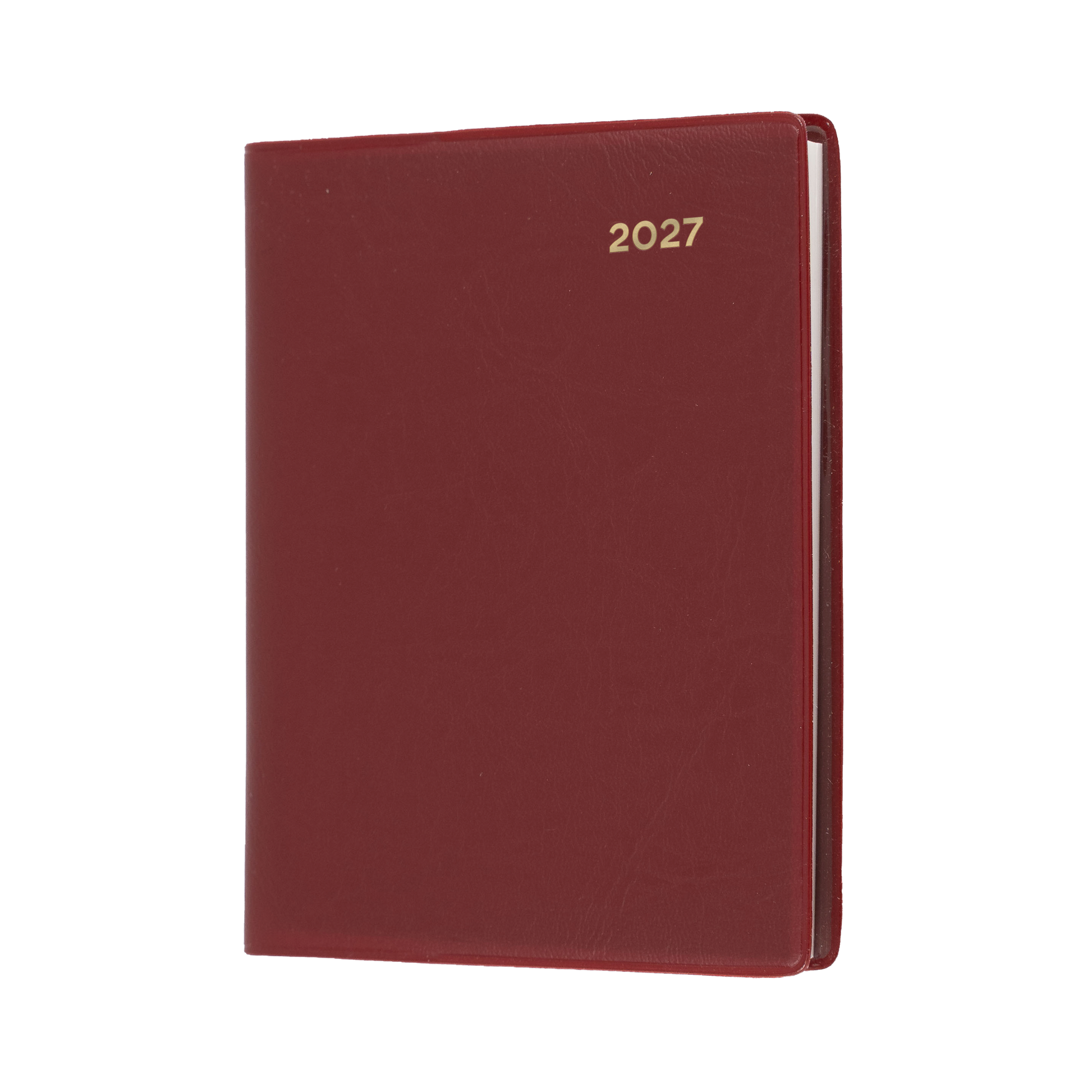 Collins Belmont 2027 A7 Pocket Week to View with Pencil Diary Burgundy front cover
