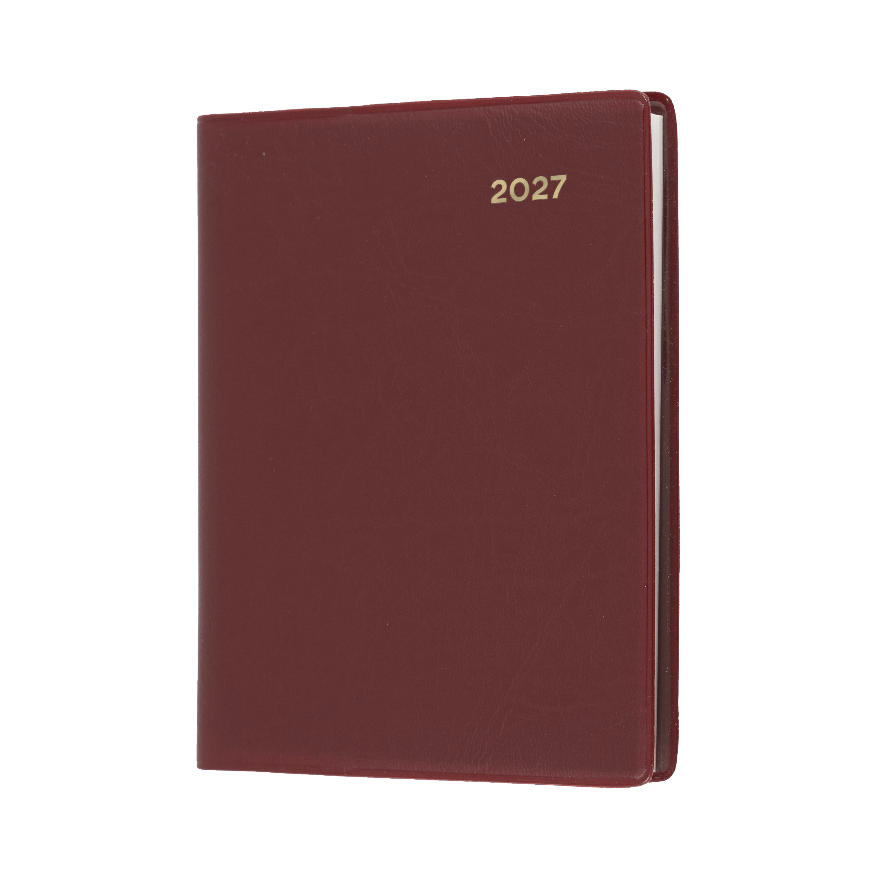 Collins Belmont 2027 A7 Pocket Week to View with Pencil Diary Burgundy front cover