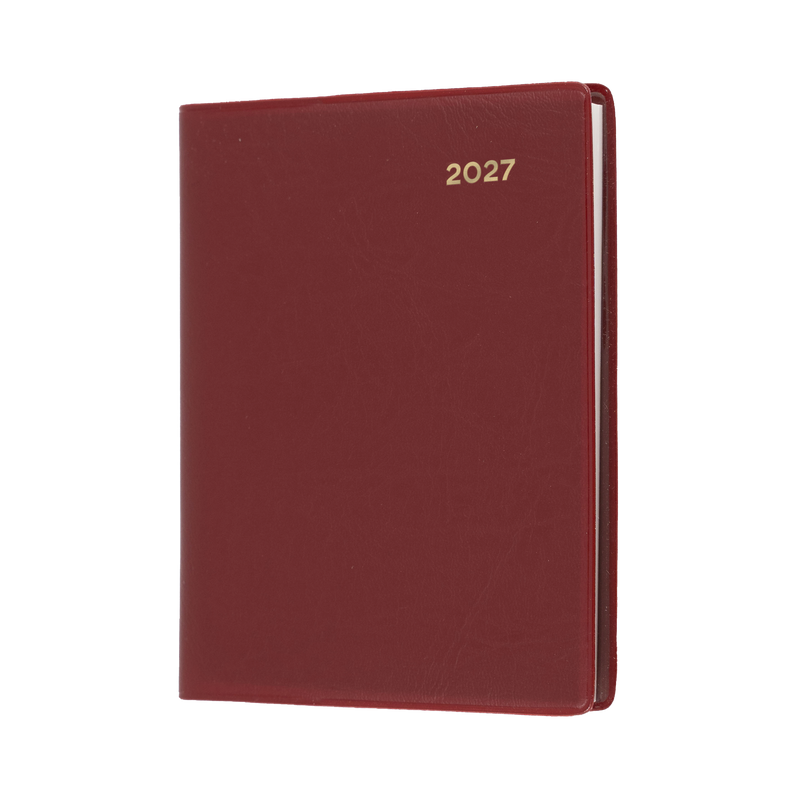 Collins Belmont 2027 A7 Pocket Week to View with Pencil Diary Burgundy front cover