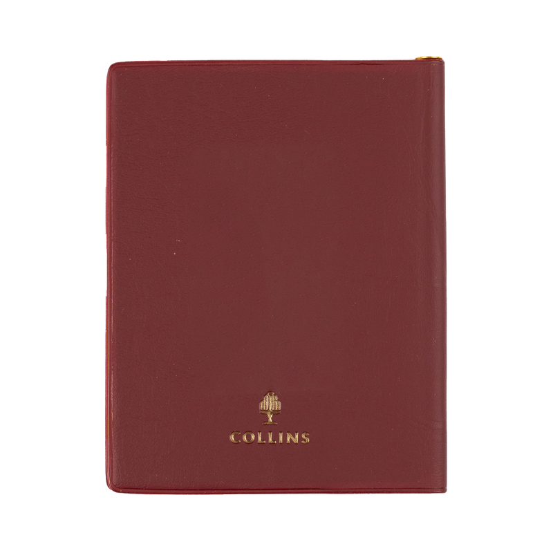 Collins Belmont 2027 A7 pocket week to view with pencil diary burgundy interior layout