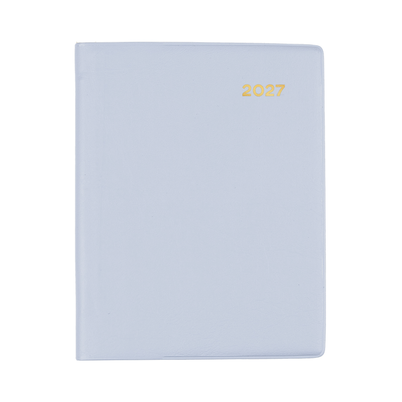 Collins Belmont 2027 A7 pocket week to view with pencil diary grey cover angled view