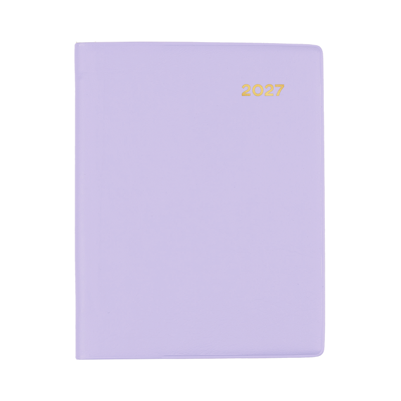 Collins Belmont 2027 A7 pocket week to view with pencil diary lilac cover angled view
