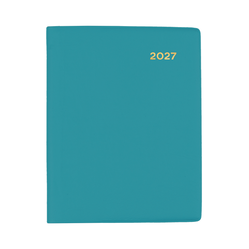 Collins Belmont 2027 A7 Pocket Week to View Diary with Pencil Teal angled view