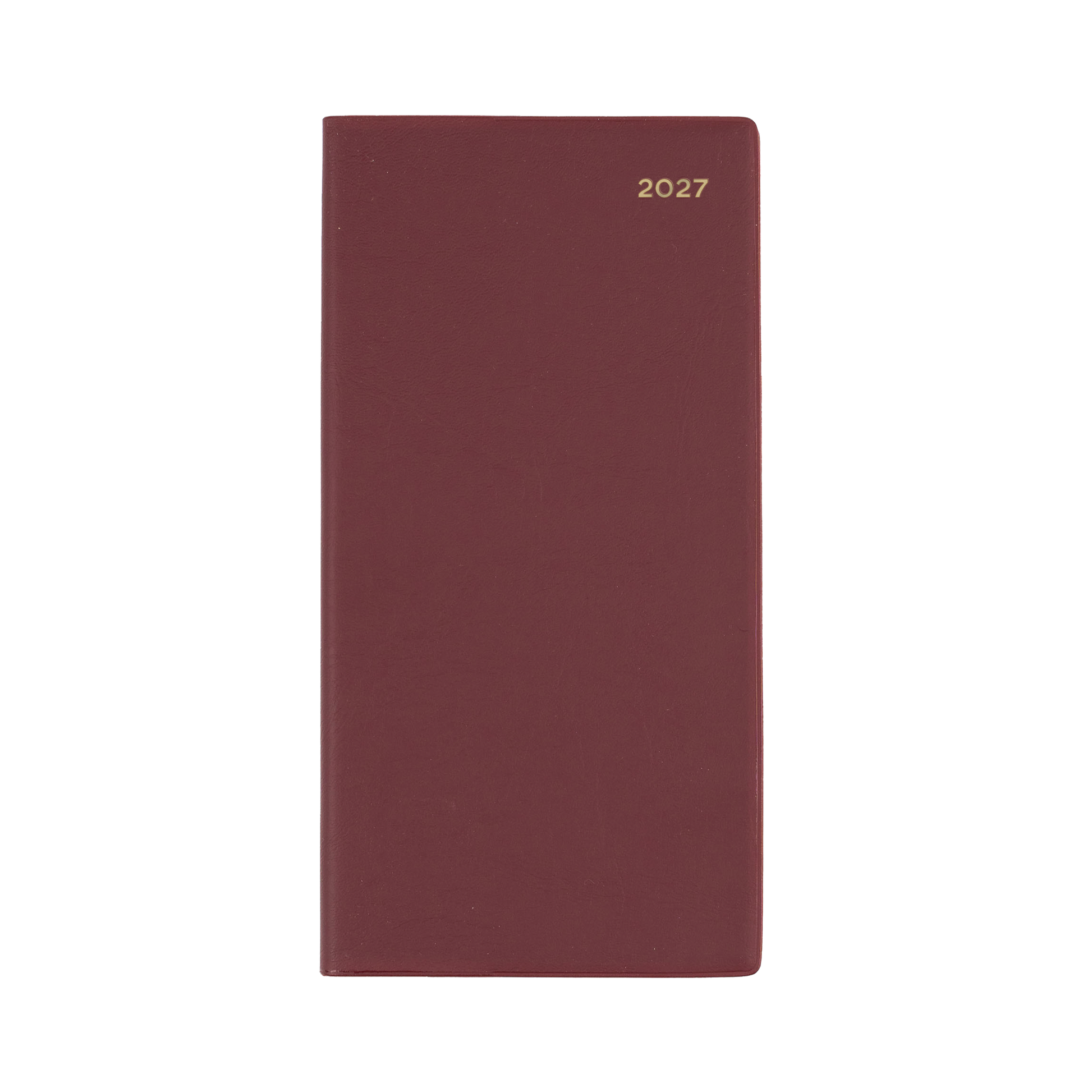 Collins Belmont 2027 B6/7 Slimline Week to View Diary Burgundy angled view