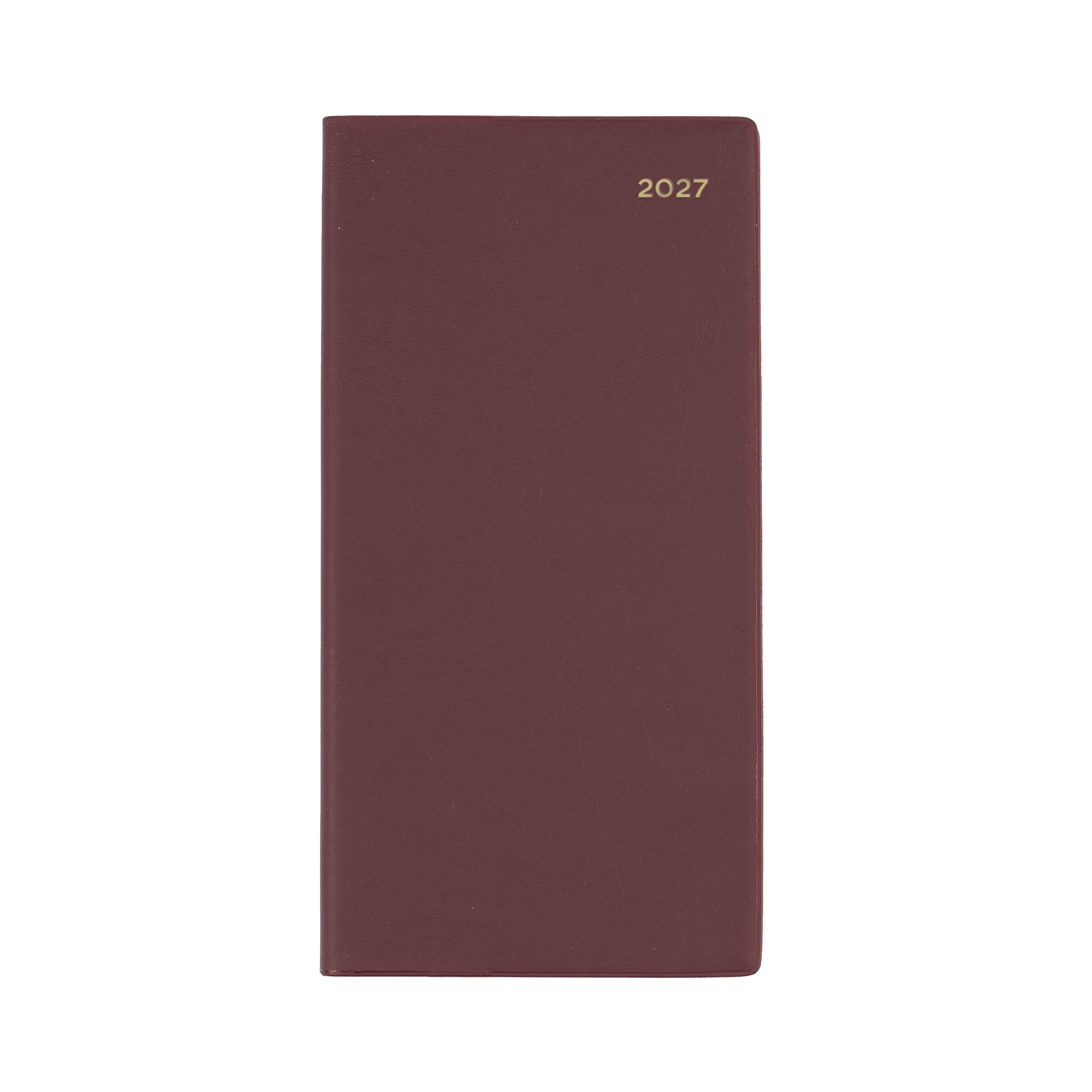 Collins Belmont 2027 B6/7 Slimline Week to View Diary Burgundy angled view