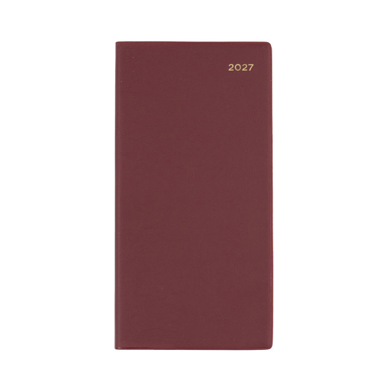 Collins Belmont 2027 B6/7 Slimline Week to View Diary Burgundy angled view