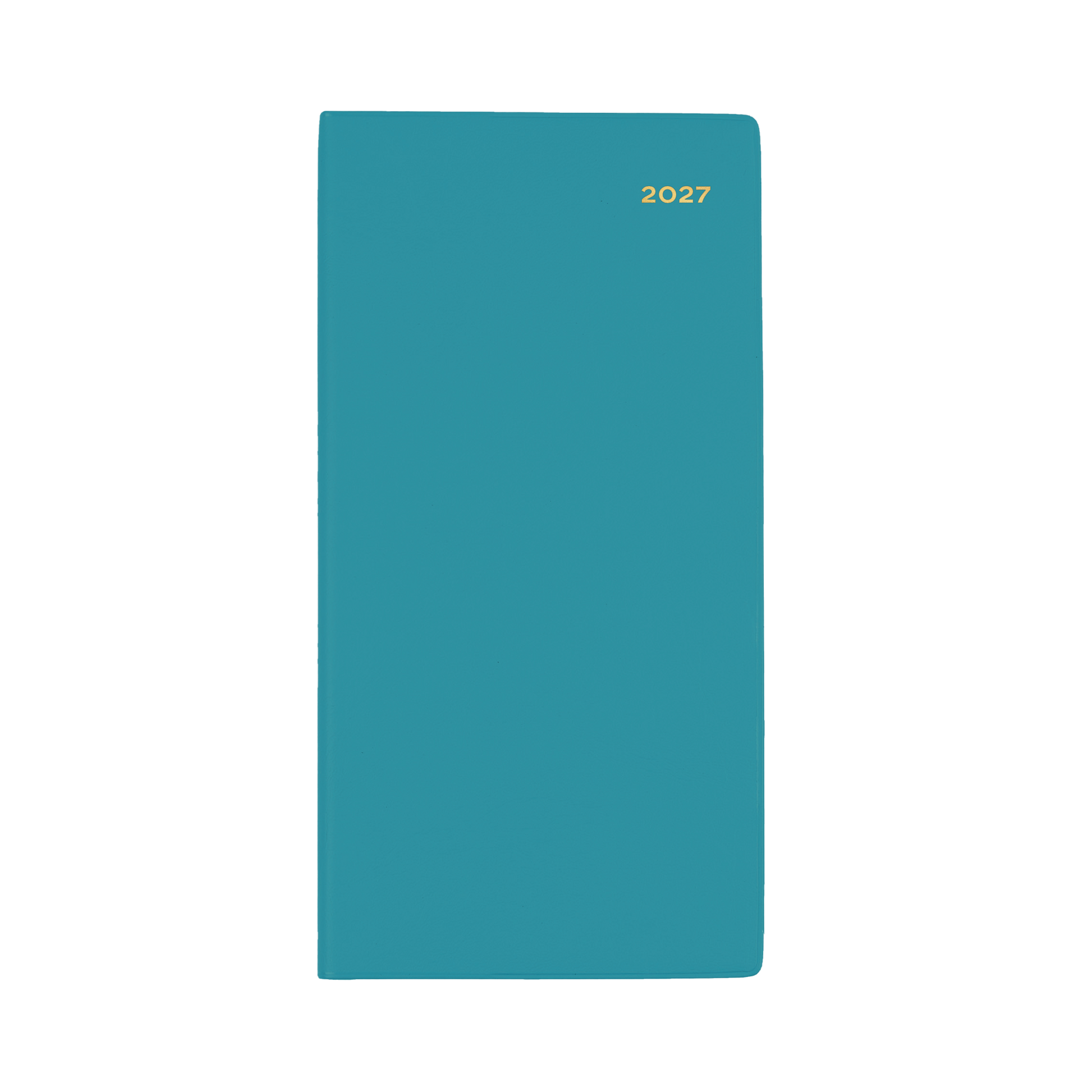 Collins Belmont 2027 B6/7 Slimline Week to View Diary Teal angled view