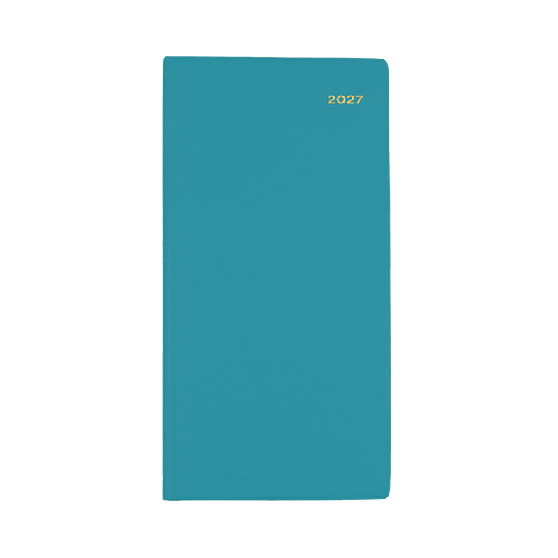 Collins Belmont 2027 B6/7 Slimline Week to View Diary Teal angled view