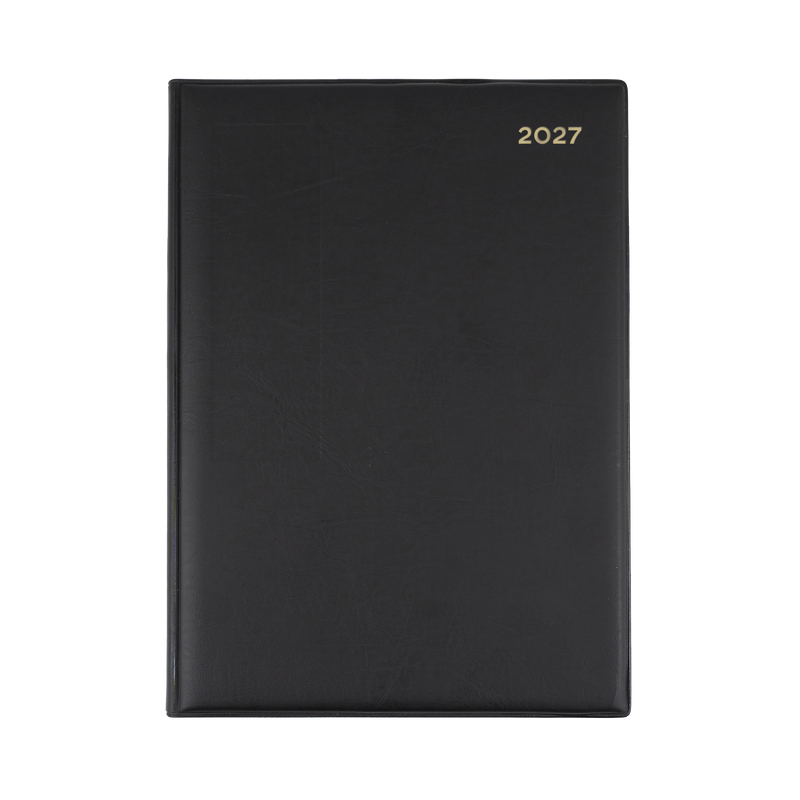 Collins Belmont Manager 2027 day to a page diary black cover angled view