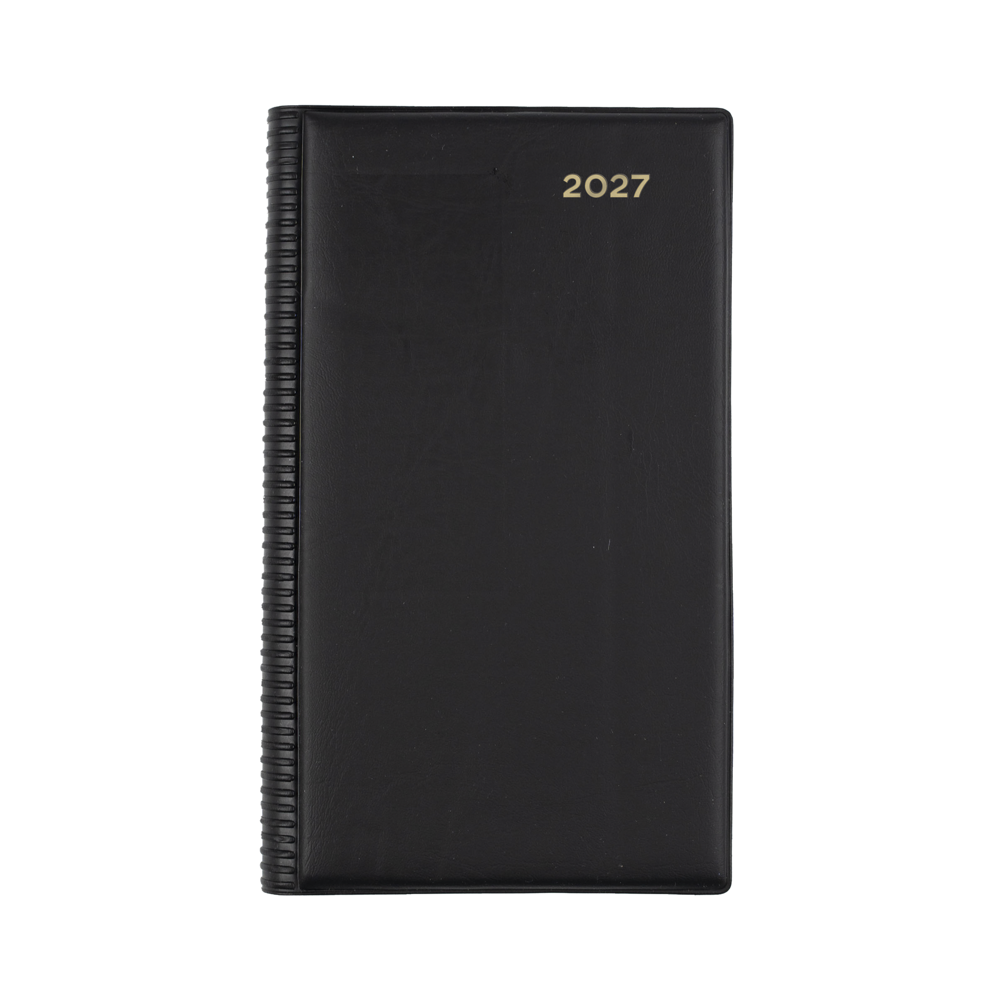 Collins Belmont Octavo 2027 day to a page diary black cover angled view