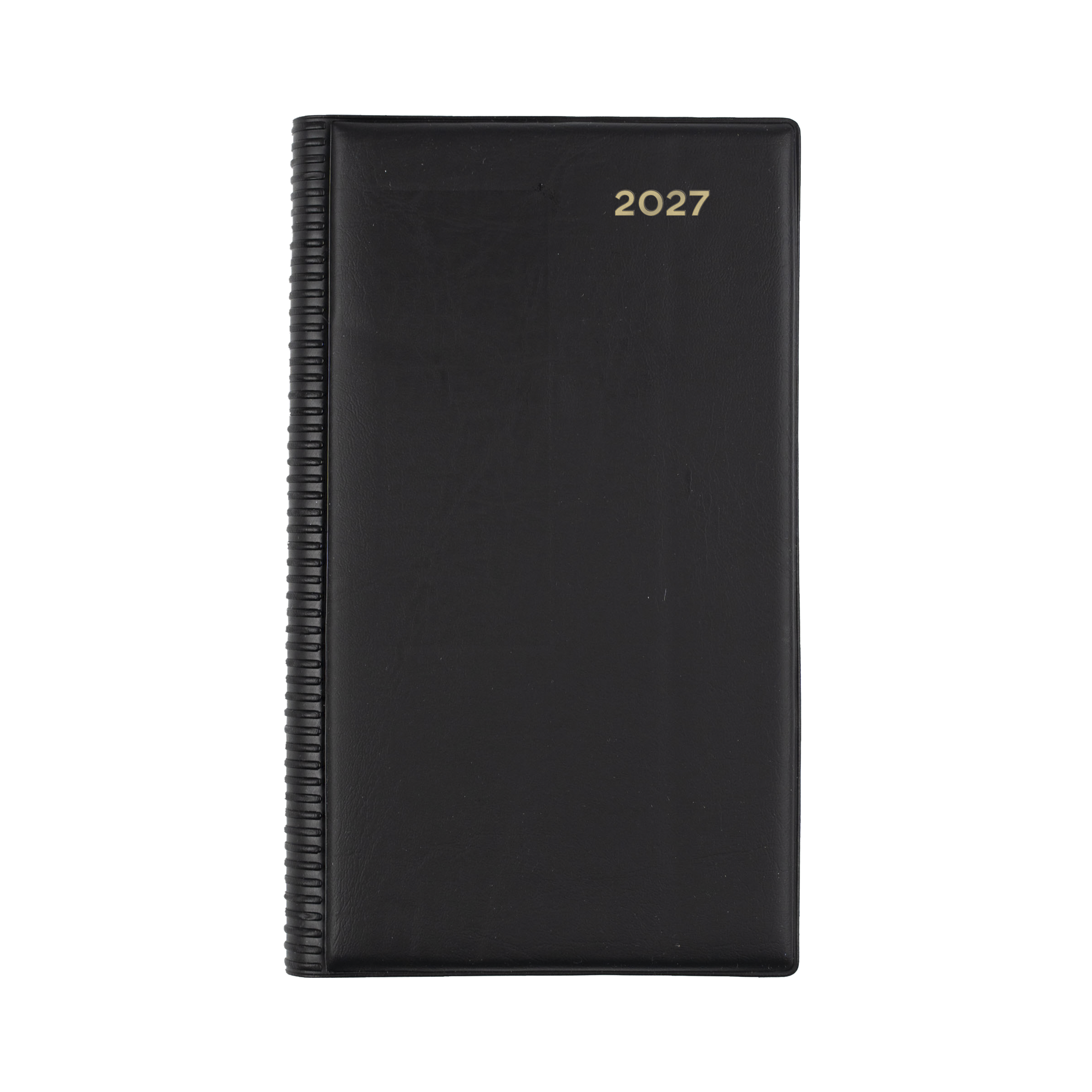 Collins Belmont Octavo 2027 day to a page diary black cover angled view