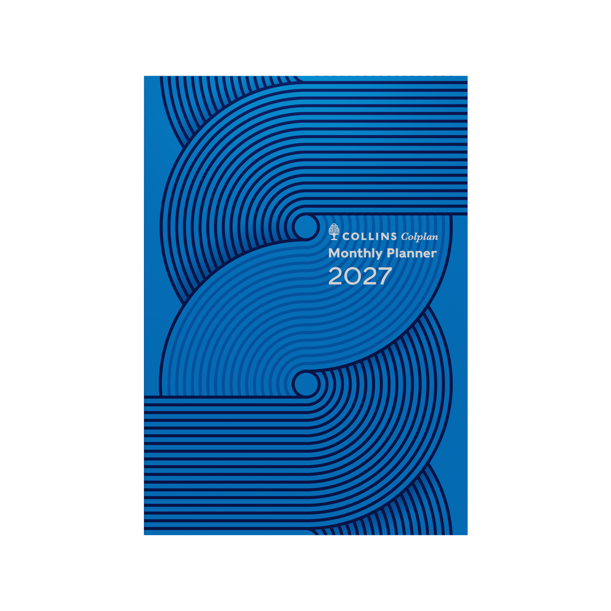 Collins Colplan 2027 A4 month to view planner Geo Blue angled view