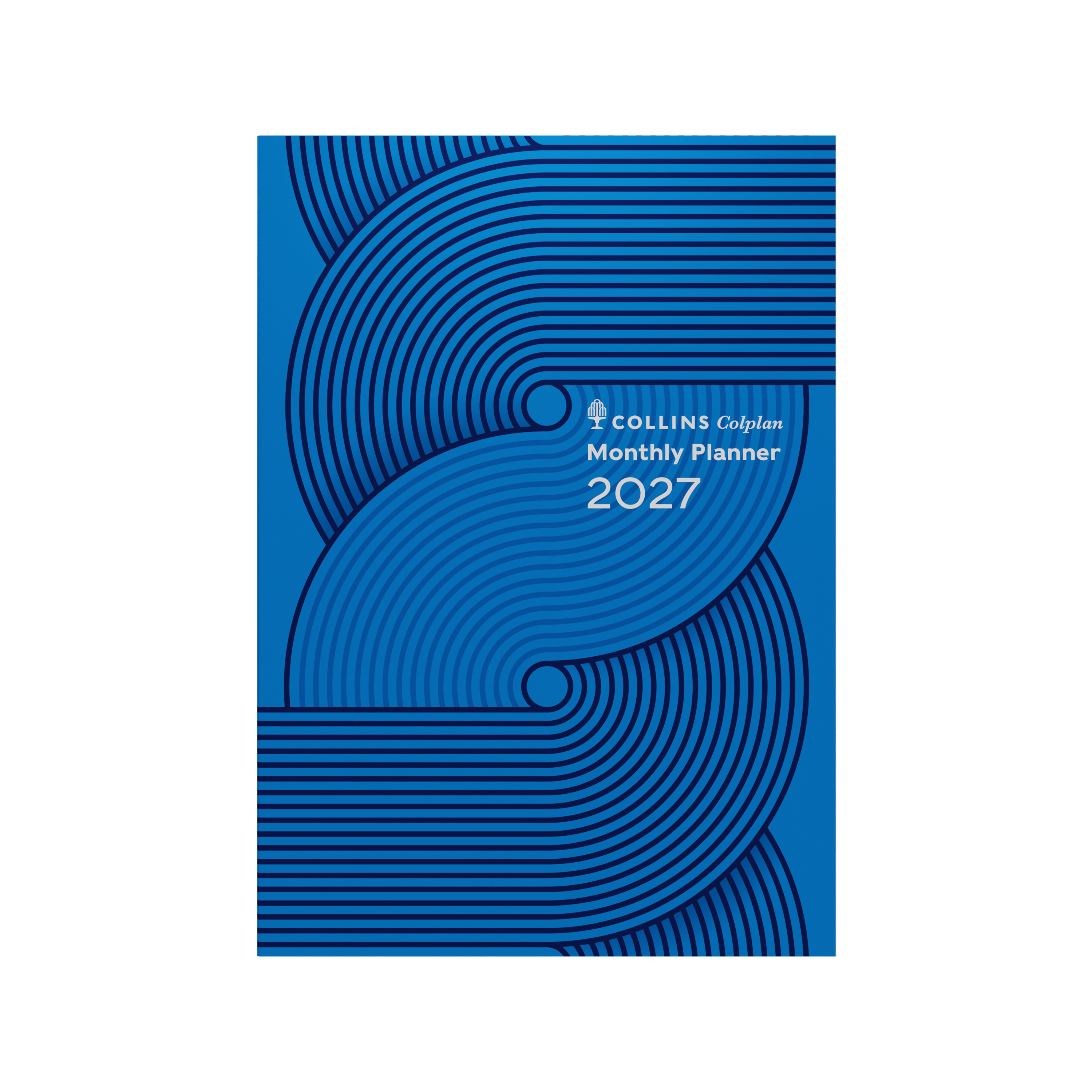 Collins Colplan 2027 A4 month to view planner Geo Blue angled view
