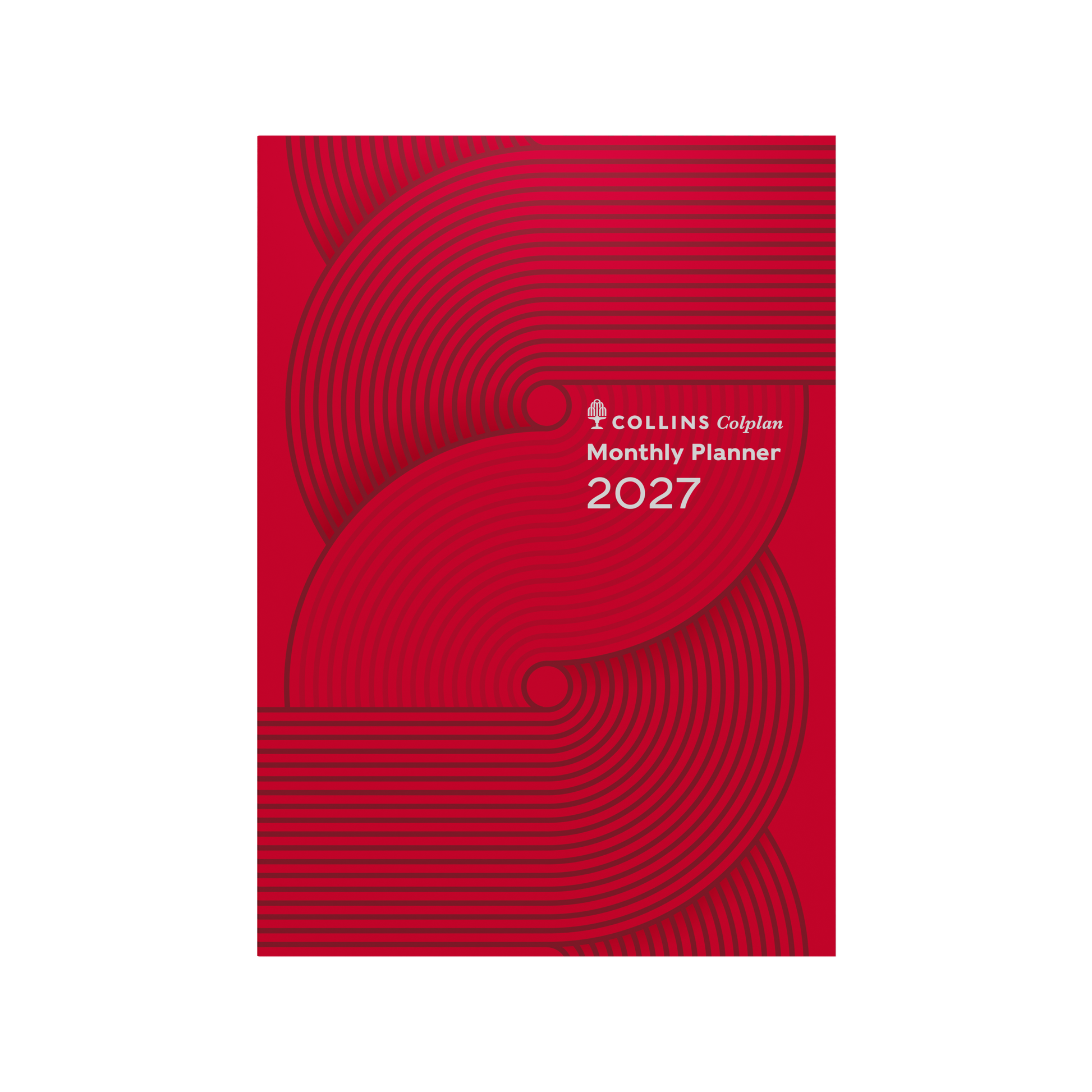 Collins Colplan 2027 A4 month to view planner Geo Red angled view