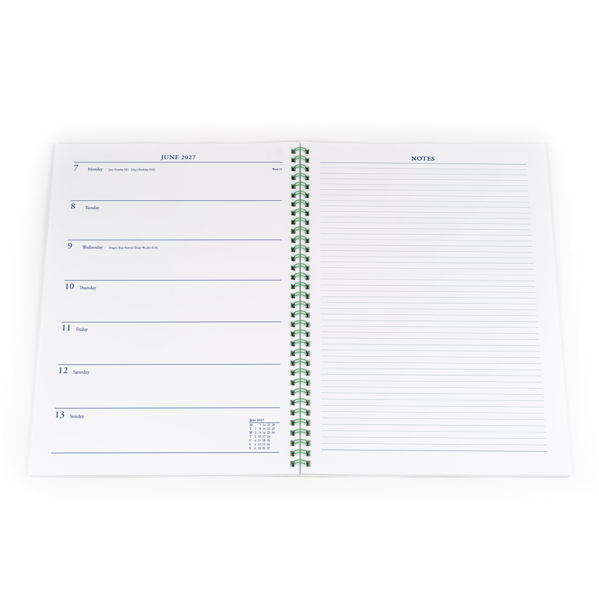 Collins Colplan 2027 A4 week to view with notes diary angled view