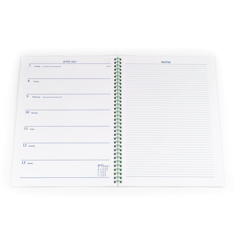 Collins Colplan 2027 A4 week to view with notes diary angled view